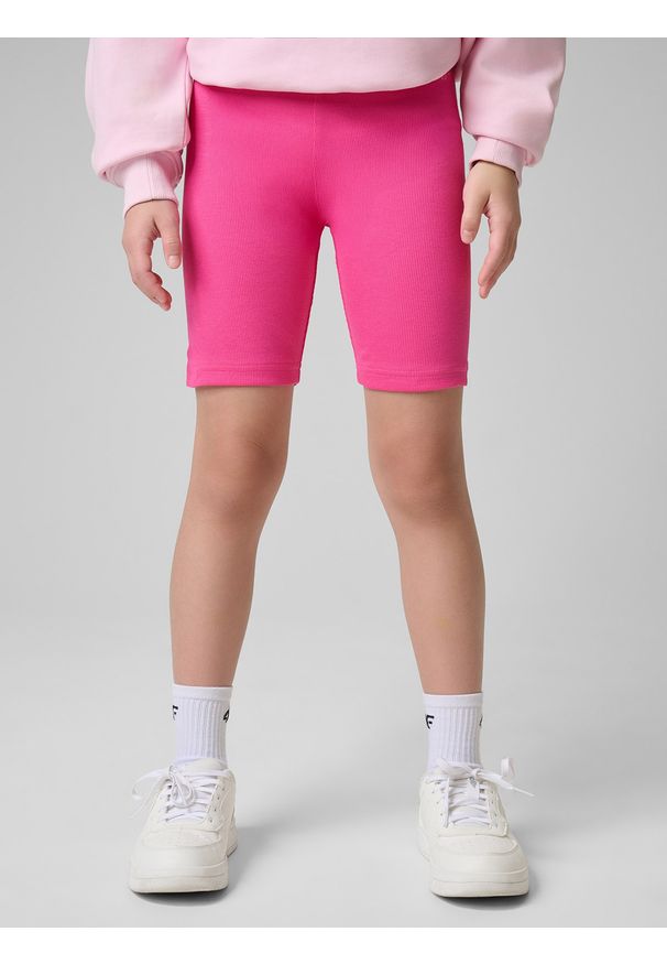4f - 4F Legginsy kolarki prążkowane dziewczęce - różowe 164 (13-14 lat). Okazja: na co dzień, na spacer, na uczelnię. Stan: podwyższony. Kolor: różowy. Materiał: prążkowany. Sezon: lato. Styl: casual
