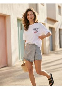 Sinsay - Jeansowe spódnico-spodenki - szary. Kolor: szary. Materiał: jeans #1