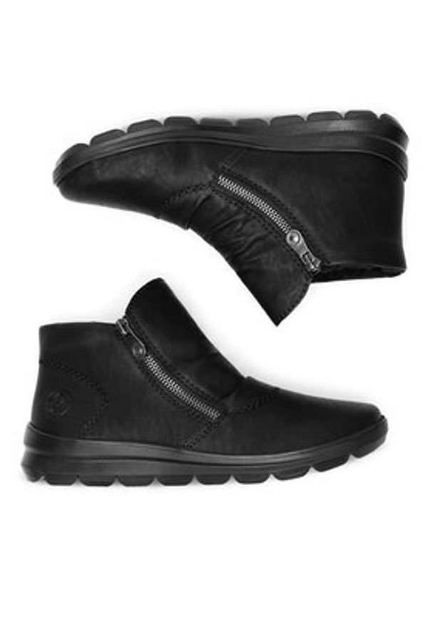 Rieker Trzewiki Z0051-01 Czarny. Kolor: czarny. Materiał: materiał