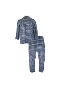 ForMax - Piżama w Kratkę Bawełniana Cienka, Dwuczęściowa, Koszula Długi Rękaw, Długie Spodnie FORMAX. Kolor: niebieski. Materiał: bawełna. Długość: długie. Wzór: kratka #1