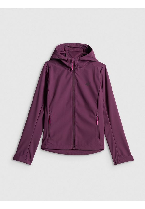 4f - 4F Kurtka softshell wiatroodporna membrana 5000 damska - fioletowa XL. Kolor: fioletowy. Materiał: softshell. Wzór: gładki