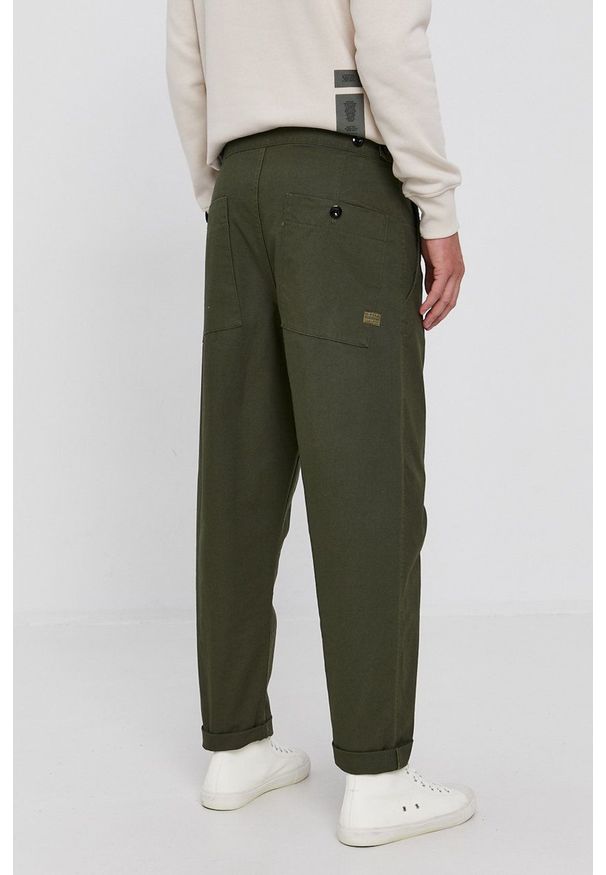 G-Star RAW - G-Star Raw - Spodnie. Kolor: zielony. Materiał: bawełna, dzianina, tkanina, poliester. Wzór: gładki