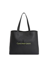 Calvin Klein Jeans Torebka Sculpted Slim Tote34 Mono K60K610825 Czarny. Kolor: czarny. Materiał: skórzane