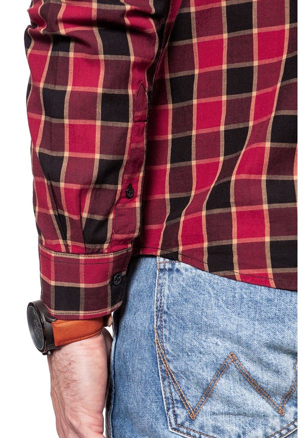 Wrangler - KOSZULA WRANGLER LS 1PKT BUTTON DOWN SALSA RED W5874NQWN 112129576. Typ kołnierza: button down. Materiał: materiał