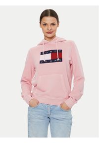 Tommy Jeans Bluza Flag DW0DW18654 Różowy Regular Fit. Kolor: różowy. Materiał: bawełna