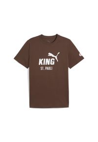 Puma - Męska koszulka FC St. Pauli KING z logo PUMA Espresso Brown White. Kolor: brązowy, biały, wielokolorowy. Sport: piłka nożna