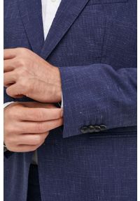 BOSS garnitur wełniany kolor granatowy wzorzysta. Kolor: niebieski. Materiał: wełna #3