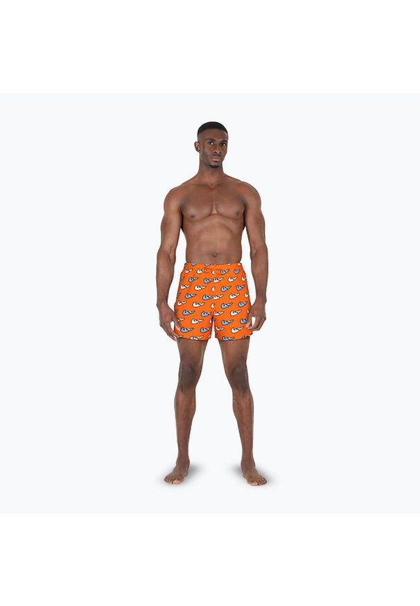 Szorty kąpielowe męskie Nike Multi Print 5" Volley. Kolor: pomarańczowy. Wzór: nadruk