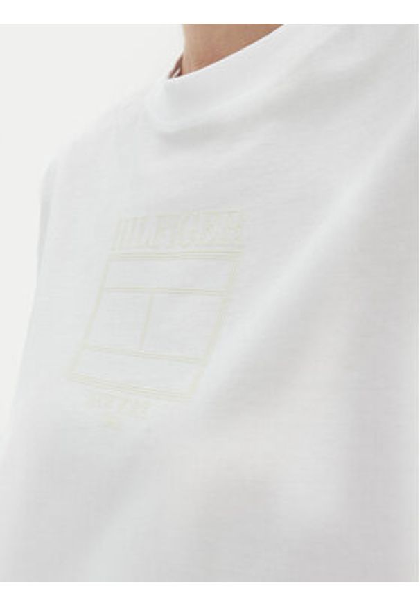 TOMMY HILFIGER - Tommy Hilfiger T-Shirt WW0WW45525 Biały Relaxed Fit. Kolor: biały. Materiał: bawełna