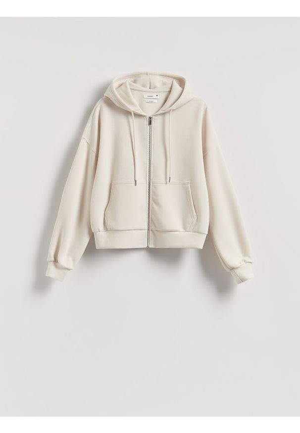 Reserved - Oversizowa bluza - beżowy. Kolor: beżowy. Materiał: dzianina. Wzór: gładki