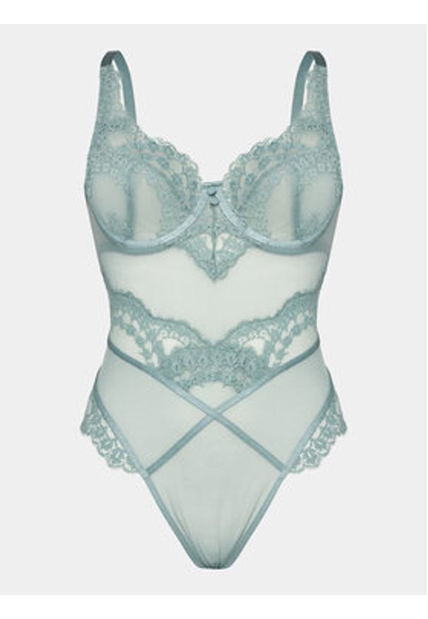 Hunkemöller Body Amanza 202762 Niebieski Sexy Straight Fit. Kolor: niebieski. Materiał: syntetyk