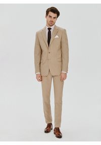 Pako Lorente - PAKO LORENTE – Beżowa wełniana marynarka męska. Okazja: na komunię, na ślub cywilny, na wesele. Kolor: beżowy. Materiał: wełna. Styl: boho #9