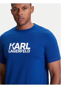 Karl Lagerfeld - KARL LAGERFELD T-Shirt 755087 553235 Niebieski Regular Fit. Typ kołnierza: dekolt w karo. Kolor: niebieski. Materiał: bawełna #4
