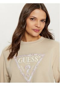 Guess Bluza W5RQ09 K8802 Beżowy Regular Fit. Kolor: beżowy. Materiał: syntetyk, bawełna