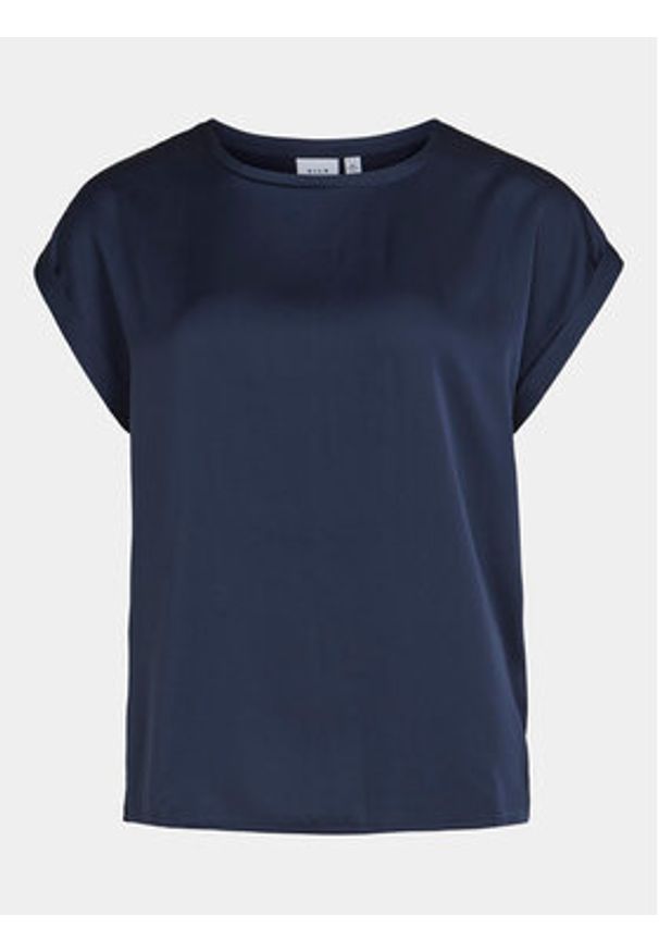 Vila T-Shirt Ellette 14059563 Granatowy Regular Fit. Kolor: niebieski. Materiał: syntetyk