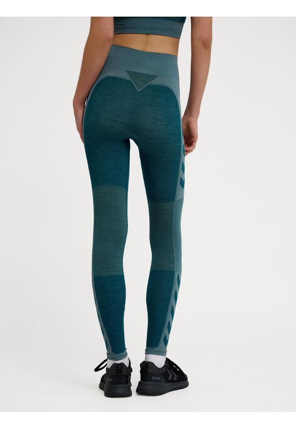 Damskie legginsy bezszwowe z wysokim stanem Hummel Clea. Stan: podwyższony. Kolor: niebieski. Materiał: materiał. Sport: joga i pilates, fitness