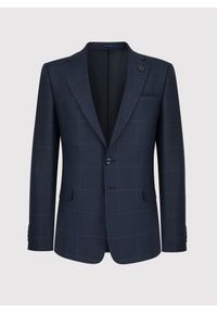 Pako Lorente - PAKO LORENTE – Granatowa marynarka garniturowa w kratę Windowpane. Kolor: niebieski. Materiał: wiskoza. Wzór: kratka #3