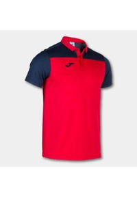 Koszulka polo do tenisa męska Joma Hobby II. Typ kołnierza: polo. Kolor: wielokolorowy, niebieski, czerwony. Sport: tenis #1