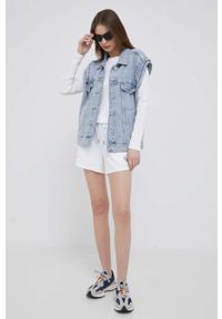 Calvin Klein Jeans longsleeve damski kolor biały. Okazja: na co dzień. Kolor: biały. Materiał: dzianina, prążkowany. Długość rękawa: długi rękaw. Wzór: aplikacja. Styl: casual, klasyczny #3