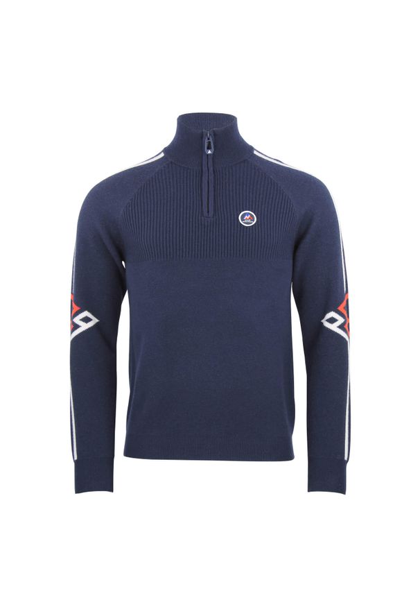 PEAK MOUNTAIN - Sweter z kołnierzem 1/2 zip Peak Mountain Ciao. Typ kołnierza: golf. Kolor: niebieski. Styl: sportowy