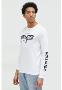 Hollister Co. longsleeve bawełniany kolor biały wzorzysty. Kolor: biały. Materiał: bawełna. Długość rękawa: długi rękaw #2