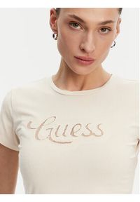 Guess T-Shirt W5GI47 KA0Q1 Écru Slim Fit. Kolor: kremowy. Materiał: bawełna #2