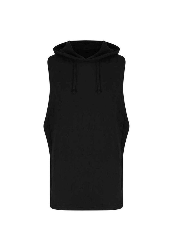 JUST COOL - Męska Bluza Bez Rękawów Urban No Pocket Muscle Hoodie. Kolor: czarny. Długość rękawa: bez rękawów