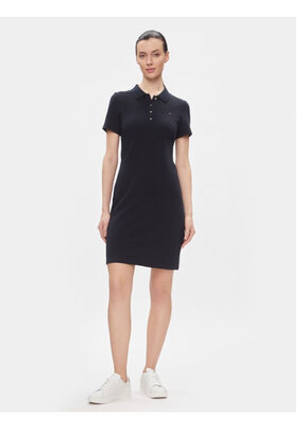 TOMMY HILFIGER - Tommy Hilfiger Sukienka codzienna 1985 Slim Pique Polo Dress Ss WW0WW42048 Granatowy Slim Fit. Okazja: na co dzień. Typ kołnierza: polo. Kolor: niebieski. Materiał: bawełna. Typ sukienki: proste. Styl: casual