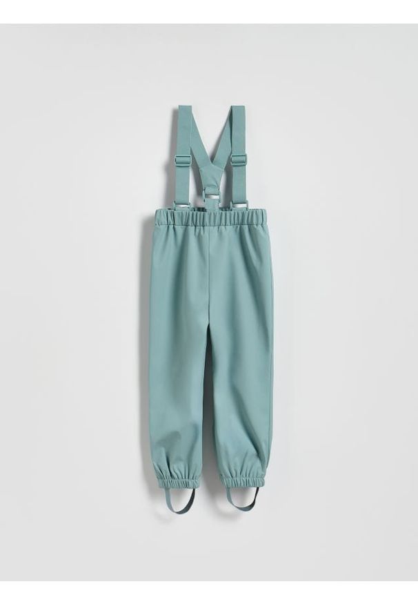 Reserved - Spodnie na szelkach - jasnozielony. Kolor: zielony. Materiał: tkanina