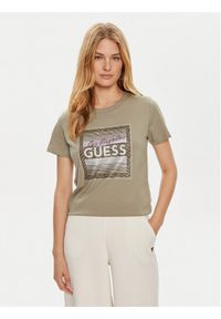 Guess T-Shirt W4YI17 I3Z14 Zielony Regular Fit. Kolor: zielony. Materiał: bawełna