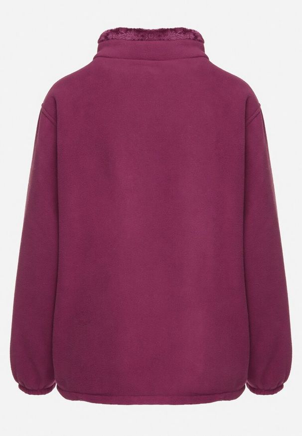 Born2be - Fioletowy Klasyczny Polar ze Ściągaczami przy Rękawach Paradi. Okazja: do pracy, na co dzień. Kolor: fioletowy. Materiał: polar. Długość rękawa: długi rękaw. Długość: długie. Styl: klasyczny