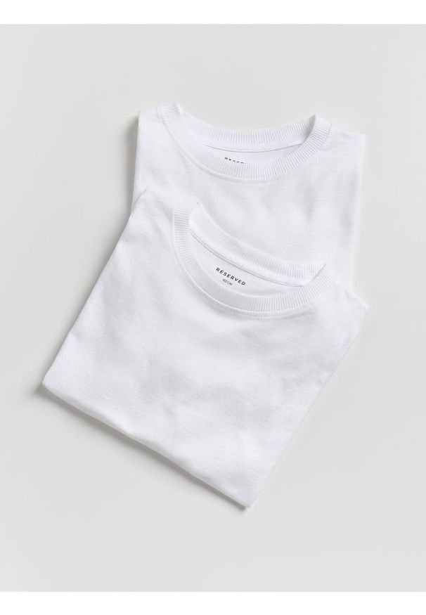 Reserved - Bawełniany longsleeve 2 pack - biały. Kolor: biały. Materiał: bawełna. Długość rękawa: długi rękaw