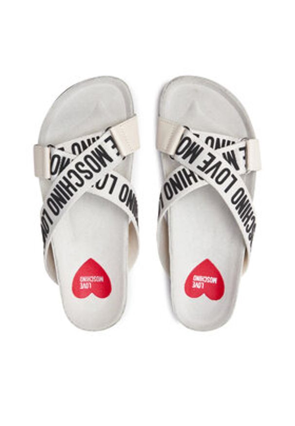 Love Moschino - LOVE MOSCHINO Klapki JA28263G0IIX110A Écru. Materiał: skóra
