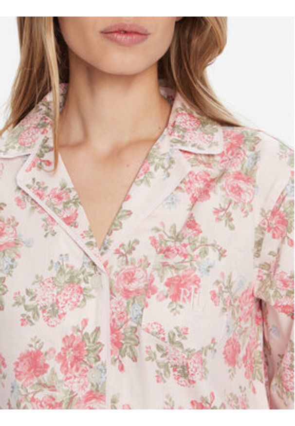 Lauren Ralph Lauren - LAUREN RALPH LAUREN Piżama ILN92441 Różowy Regular Fit. Kolor: różowy. Materiał: bawełna, wiskoza