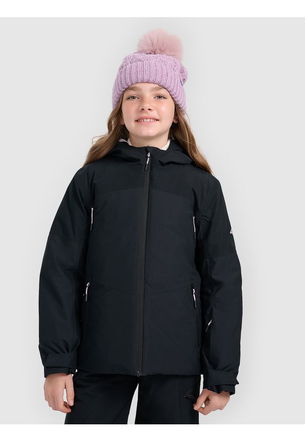 4f - 4F Kurtka narciarska membrana 8000 dziewczęca - czarna 152 (11-12 lat). Kolor: czarny. Materiał: poliester. Sezon: lato