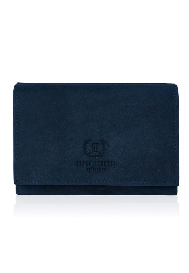 Portfel skórzany vintage PAOLO PERUZZI granatowy T-33-DB. Kolor: niebieski. Materiał: skóra