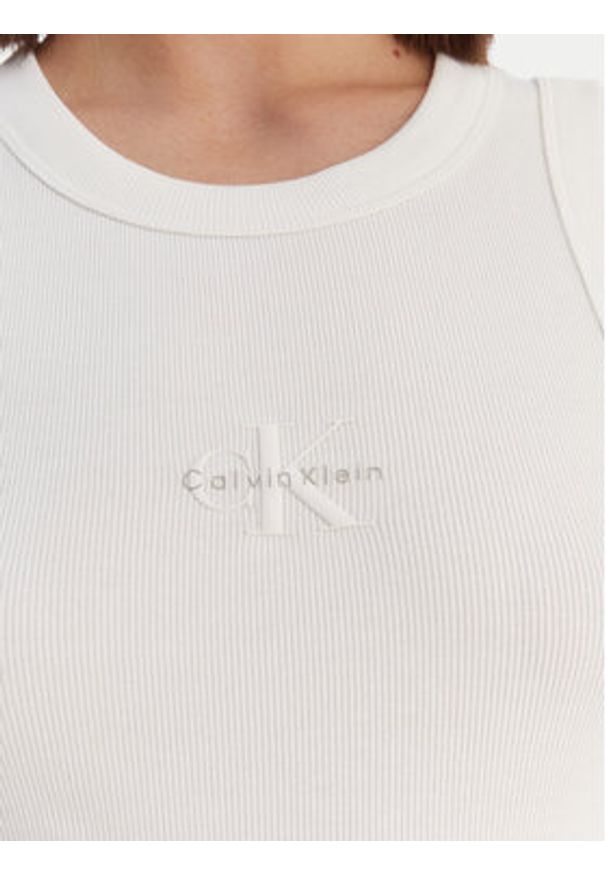 Calvin Klein Jeans Top LV047E200G Biały Slim Fit. Kolor: biały. Materiał: bawełna