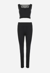 Renee - Czarny Komplet Dresowy 3-częściowy z Lampasami Fevina. Kolekcja: plus size. Kolor: czarny. Materiał: dresówka #3