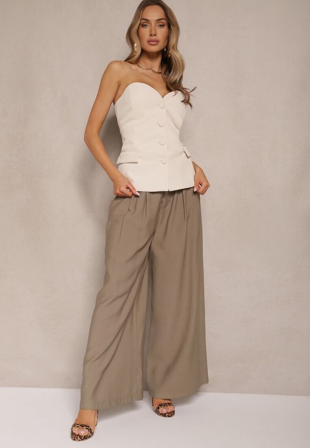 Renee - Zielone Szerokie Spodnie z Wiskozy Mevilia. Okazja: na co dzień. Kolor: zielony. Materiał: wiskoza. Styl: elegancki, casual