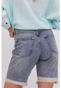 Answear Lab Szorty jeansowe damskie gładkie high waist. Okazja: na co dzień. Stan: podwyższony. Kolor: niebieski. Materiał: jeans. Wzór: gładki. Styl: wakacyjny #3