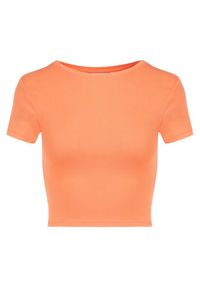 Born2be - Pomarańczowy T-shirt Irousa. Kolor: pomarańczowy. Materiał: bawełna, materiał. Długość rękawa: krótki rękaw. Długość: krótkie. Wzór: gładki