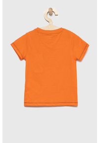 Guess t-shirt bawełniany dziecięcy kolor pomarańczowy wzorzysty. Okazja: na co dzień. Kolor: pomarańczowy. Materiał: bawełna. Wzór: haft. Styl: casual #2