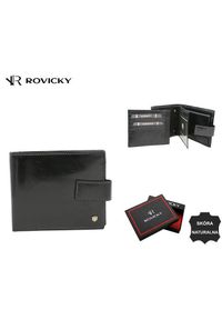 ROVICKY - Portfel skórzany Rovicky 22321L-RVT czarny. Kolor: czarny. Materiał: skóra
