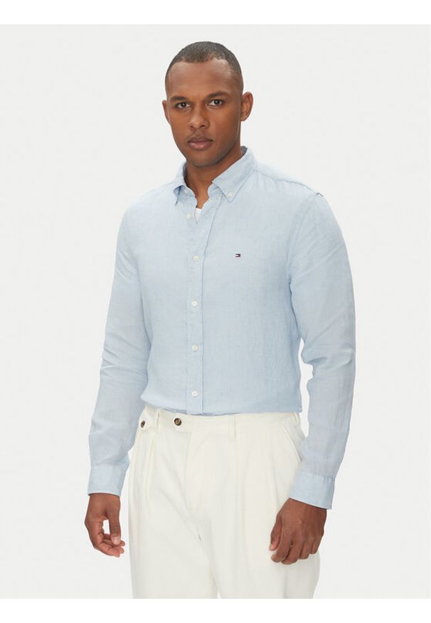 TOMMY HILFIGER - Tommy Hilfiger Koszula MW0MW34602 Błękitny Regular Fit. Kolor: niebieski. Materiał: len
