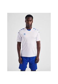 Koszulka piłkarska z krótkim rękawem męska Hummel Core XK Poly Jersey S/S. Kolor: biały, niebieski, wielokolorowy. Materiał: jersey. Długość rękawa: krótki rękaw. Długość: krótkie. Sport: piłka nożna