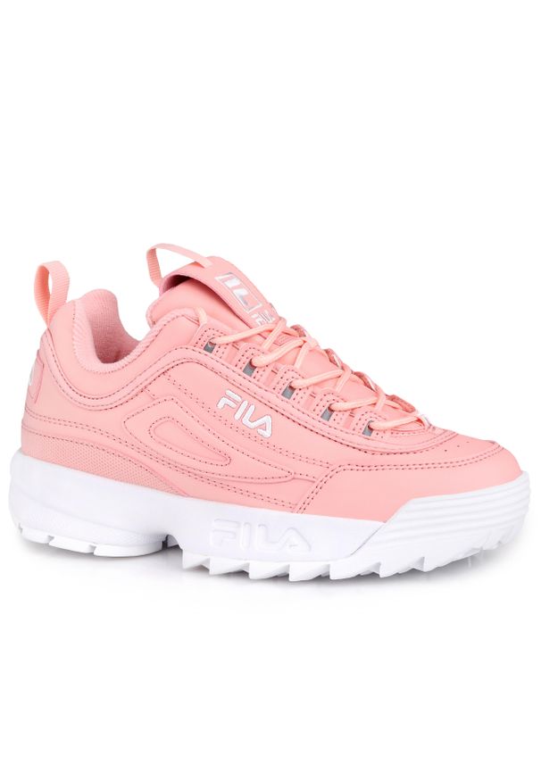 Buty sportowe damskie Fila DISRUPTOR LOW WMN. Zapięcie: sznurówki. Kolor: pomarańczowy, różowy, wielokolorowy. Materiał: syntetyk, materiał. Szerokość cholewki: normalna. Sport: turystyka piesza