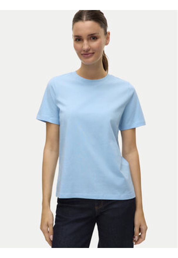 Vero Moda T-Shirt Paulina 10316991 Niebieski Regular Fit. Kolor: niebieski. Materiał: bawełna