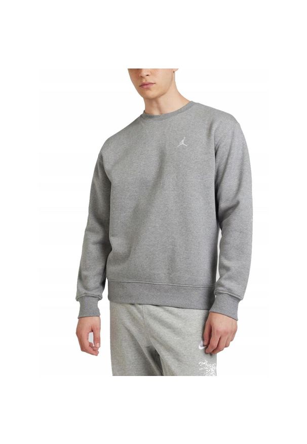 Nike - Bluza na co dzień męska NIKE JORDAN BROOKLYM FLEECE ocieplana bez kaptura. Typ kołnierza: bez kaptura. Kolor: szary