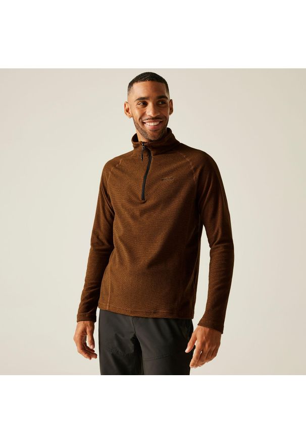 Regatta - Męski lekki polar turystyczny Montes z zamkiem błyskawicznym do połowy. Kolor: pomarańczowy. Materiał: polar. Sport: turystyka piesza, wspinaczka