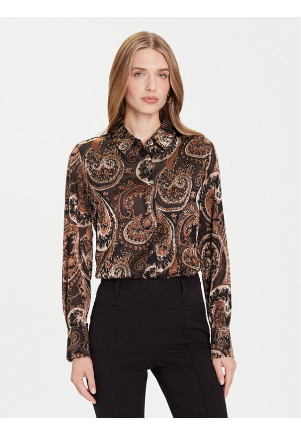 Guess Koszula W5BH78 W2770 Brązowy Regular Fit. Kolor: brązowy. Materiał: syntetyk